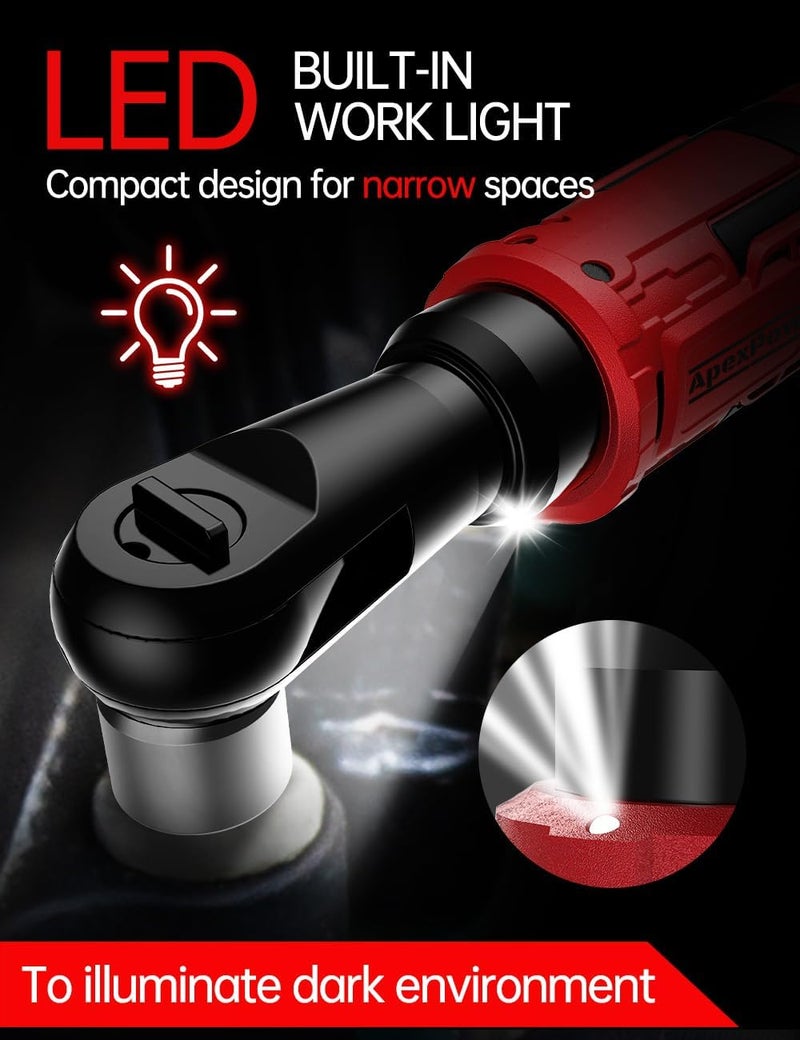 apex power 3/8 Inch Cordless Ratchet Wrench, for Milwaukee M18 Battery, 88Ft-Lbs, 0-400RPM, Electric Ratchet Wrench Set with Variable Speed Trigger, Reinforced Head, R&F Switch, 7 Sockets, 3/8" to 1/4" Adapter - Image 3